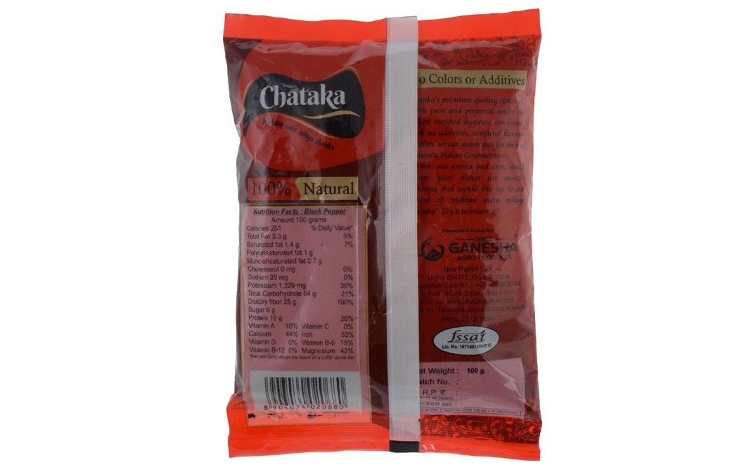 Chataka Black Pepper    Pack  100 grams